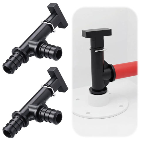 2 Pack Half Inch PEX RV Low Point Drain Valve 90 Degree Space Saving Water Line Fitting Durable Plastic Pipe Connector for Camping Trailers Boats