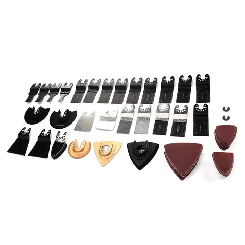Heavy Duty Oscillating Tool Blades Kit Carbon Steel Multitool Blades For Metal And Wood Versatile Cutting Options displayed.