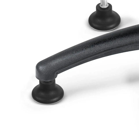 Close-up of 5pc Office Chair Casters with Black PU Solid Tires showing wheel and arm detail, ideal for swivel seats.