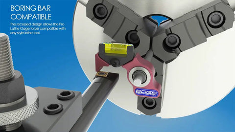 Pro Lathe Gage For Engine Lathe With Quick Tool Height Setting, Spindle Axis Alignment, Boring Bar Ready, red design