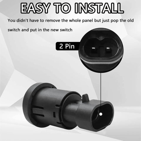 Rear Liftgate Window Glass Release Switch Button Replacement For 2007 To 2014 Tahoe Suburban Yukon Escalade GMC Models Fits Cadillac Escalade And More Easy Install Durable OEM Style Plug And Play Ready, 2-pin view