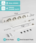 Over The Door Mop And Broom Holder No Drill Wall Mount With Four Slots And Four Hooks Wood Tool Hanger dimensions diagram