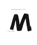 Black strap from Manual Lawn Aerator Shoes Straps Eight Piece Set With Adjustable Grippy Spikes, dimensions shown.