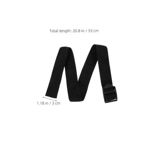 Black strap from Manual Lawn Aerator Shoes Straps Eight Piece Set With Adjustable Grippy Spikes, dimensions shown.