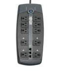 10 Outlet Surge Protector Power Strip With 8 Foot Cord Tel DSL RJ11 Protection for Phone Lines and PC Silver