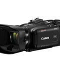 XA60 4K UHD Camcorder Bundle With 20x Optical Zoom, featuring sleek black design, lens hood, and ergonomic grip, perfect for professional use.