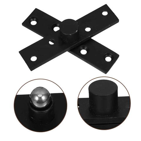 Close-up of No Nonsense 360 Degree Hidden Door Hinge Heavy Duty Stainless Steel Invisible Pivot in black, showing pivot mechanism.