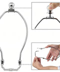Dead Simple Installation Heavy Duty Silver 7 Inch Lamp Shade Harp Holder Saddle Bracket With Ball Finial For Table And Floor Lamps, showcasing secure ball finial.