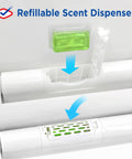 Refillable scent dispenser for Elongated Scented Plastic Toilet Seat With Easy Off Hinges And Antimicrobial Protection