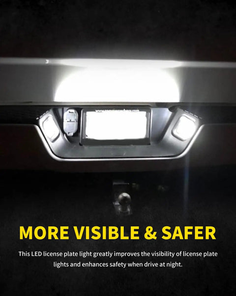 Bright White Smoke Lens LED License Plate Lights Replacement Kit for Dodge RAM 1500 2500 3500 installed with bright illumination