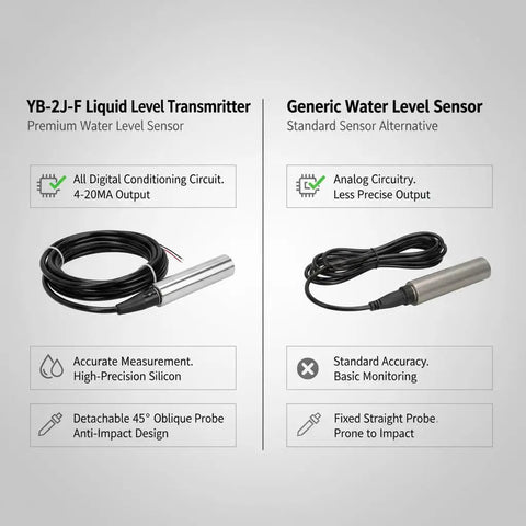 Comparison of Liquid Level Transmitter With 5m Cable 4 To 20 mA Output 12 To 32 VDC 304 Stainless Steel Sensor and a generic sensor.