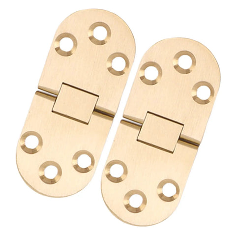 Brass Folding Flip Top Hinge Set For 180 Degree Tables And Desks, Rustproof Build, includes two brass hinges with screw holes