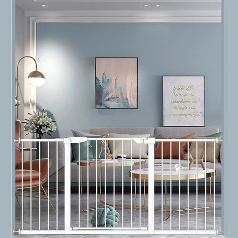Wide Or Narrow Baby Gate Walk Through Pressure Mounted With Extensions For Openings 25.59 To 84.64 Inches in living room setup