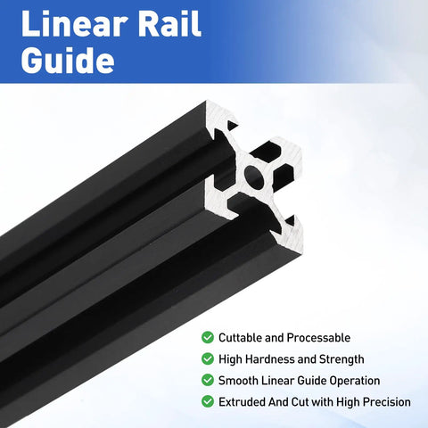 Two Pack 450mm 2020 Aluminum Extrusion Profiles European Standard Anodized Black Linear Rail Guide for 3D Printers CNC Machines