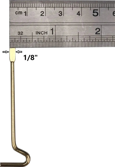 Top Shelf Emergency Key Kit For Interior Door Locks With Kwikset Schlage brass tool showing size comparison with ruler