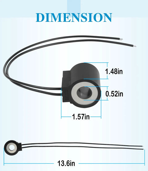 Dimensions of Heavy Duty 12 Volt DC Solenoid Coil Half Inch Port 16 Watt For Hydraulic Power Units And Lift Dump Setups