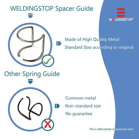 Comparison of WELDINGSTOP spacer guide and other guide in 5 Piece Spring Spacer Guide Standoff Kit For Plasma Cutter Torch Heads AG60 Compatible