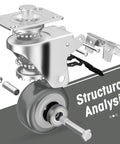 Exploded view of 2 Inch Swivel Plate Casters With Brake Set Of 4 Heavy Duty Zinc Plated Steel Housings with components