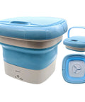Compact Foldable Portable Washing Machine For Camping And Small Spaces, Collapsible Bucket Washer For RVs And Travel, blue with handle