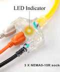 Heavy Duty 25 Ft Generator Extension Cord With Locking NEMA L5-30P And Three 5-15R Receptacles, 10 Gauge Flexible Power Cable