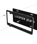 Leopard Print License Plate Frame And Steering Wheel Cover Set For Cars with aluminum frame and screws in exploded view