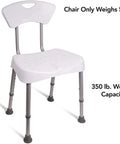 Durable Aluminum Bath Seat And Shower Chair With Back For Adults And Seniors Height Adjustable Shower Stool in white.