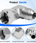 Beefed Up Hydraulic Adapter Fitting 3/8 Inch JIC 37 Degree Male To 1/2 Inch Female JIC 37 Degree Swivel SAE J514 High Pressure 3/8 To 1/2 Inch Flare Connector For Hydraulic Systems Durable And Easy Fit, carbon steel 90-degree elbow