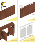 Installation steps for 360 Degree Hidden Door Pivot Hinge For Cabinets And Cupboards, 2.9 Inch Stainless Steel Black, 2 Pack.