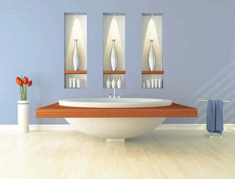 Interior Paint And Primer In One Satin Finish for Living Rooms And Hallways 1 Gallon applied in modern bathroom with stylish decor.