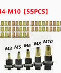 All In One 55 Piece Rivet Nut Mandrel Kit With M4 To M10 Mandrels And Galvanized Rivet Nuts For Quick Heavy Duty Durable Assembly A Versatile Rivet Nut Tool Accessories Set, M4-M10 parts