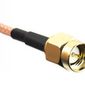 SMA Male To Double Alligator Clips Tester Cable RG316 50cm 19.5 Inches Lab Test Lead, close-up of SMA male connector.