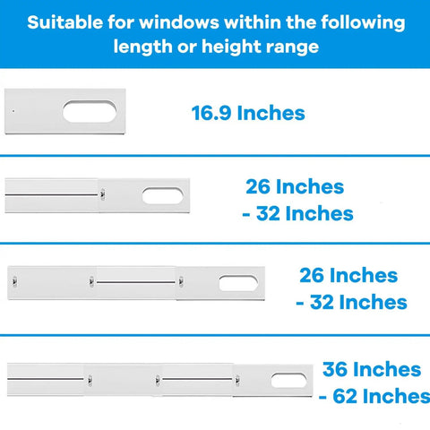 Portable Window Kit For Air Conditioner With 5 Inch Exhaust Hose Adjustable Coupler And Seal Sliding Vent Rail size options