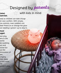 Kid Friendly Remote Control Owl Night Light for Kids next to sleeping baby in crib, soft red glow, perfect for nurseries, USB lamp