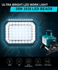 Beast Bright 5000 Lumen Cordless Floodlight With 18V Battery Compatibility 35W Work Light front and side view
