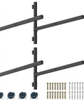Heavy Duty Kayak Storage Rack With Adjustable Wall Mount For Indoor Garage And Outdoor Use shown with installation hardware