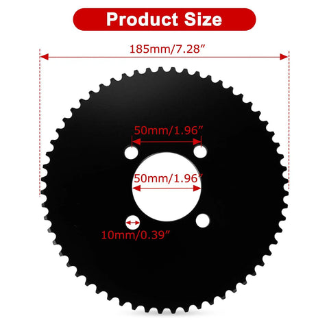 60 Tooth Rear Sprocket For Go Karts And Mini Bikes With 35 Chain Size Fits 79cc 212cc And 420cc showing dimensions