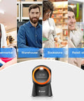 Hands Free 1D 2D Barcode Scanner With QR Reader Plug And Play For Desktop POS Systems Screen Scanning Supported Ideal for Stores