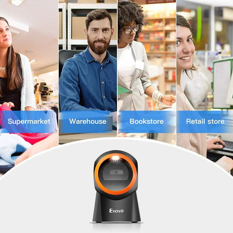 Hands Free 1D 2D Barcode Scanner With QR Reader Plug And Play For Desktop POS Systems Screen Scanning Supported Ideal for Stores