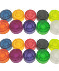 Guitar Pedal Footswitch Topper Set 20 Pack Multi Color Protection Caps For Common Pedal Switches Durable PVC Covers shown in multiple colors