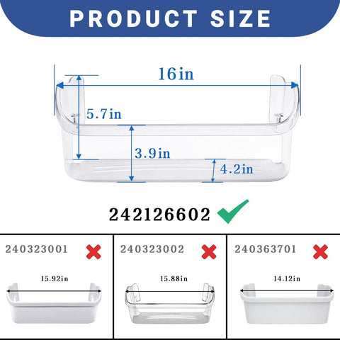 Fridge Door Bin Replacement Part Side Shelf Rack 2 Pack For Frigidaire And Electrolux Doors Easy Install 16in Size Diagram