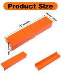 2 Set Magnetic Vise Jaw Pads 5 Inch Soft Rubber Bench Protectors in orange, showing size dimensions and grooved grip design.