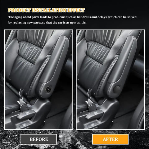 Before and after installation of 2 Pack Armrest Cover Cap for Chevy Tahoe Cadillac Escalade Suburban Yukon rear bucket seats.