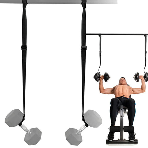 Heavy Duty Dumbbell Spotter Straps 2 Pack Adjustable Safety Belts With Tough Nylon Webbing And Secure Metal Buckle For Bench Press Home Gym Power Rack Legit Safe Spotter Aid Built Different