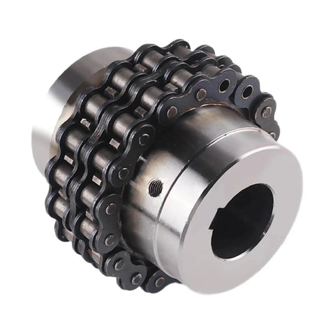 Heavy Duty Aluminum Sprocket Gear Chain Coupler KC4012 with roller chain, 12-22mm size, for 3D printing and DIY projects.