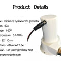 50W Portable Micro Hydroelectric Turbine Generator For Tap Water And Streams, 1 To 60V Output, 0.1 To 1 MPa Water Pressure