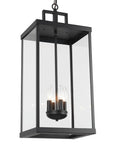 Large Twenty Five Inch Outdoor Pendant Light With Clear Glass And Sturdy Metal Build showcasing black metal frame with glass shade.