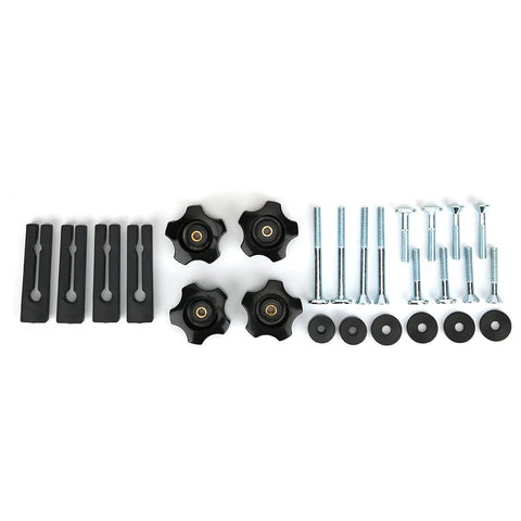 Premium Woodworking Feather Board Set For Router Tables And Table Saws includes screws, clamps, and adjustment knobs for secure cutting.