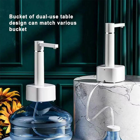 Desktop Water Dispenser With Hot And Cold Water, Three Level Volume Control, USB Charging, Electric ABS Pump on marble stand