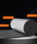 Heavy Duty Professional Grade Self Adhesive Thermal Insulation Roll with Rock Solid Fireproof Sound Deadening Foam Panel showing thick aluminum foil and rubber cotton.
