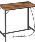 Bar Table With Built In Charging Station, Rectangular Pub Table At Counter Height, narrow long dining table, rustic finish